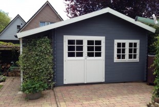 tuinhuisje verven grijs
